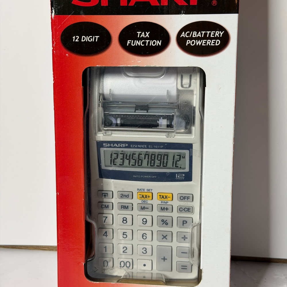 Sharp EL-1611P Printing Calculator 12-Digit AC/DC Tax Function New Open Box